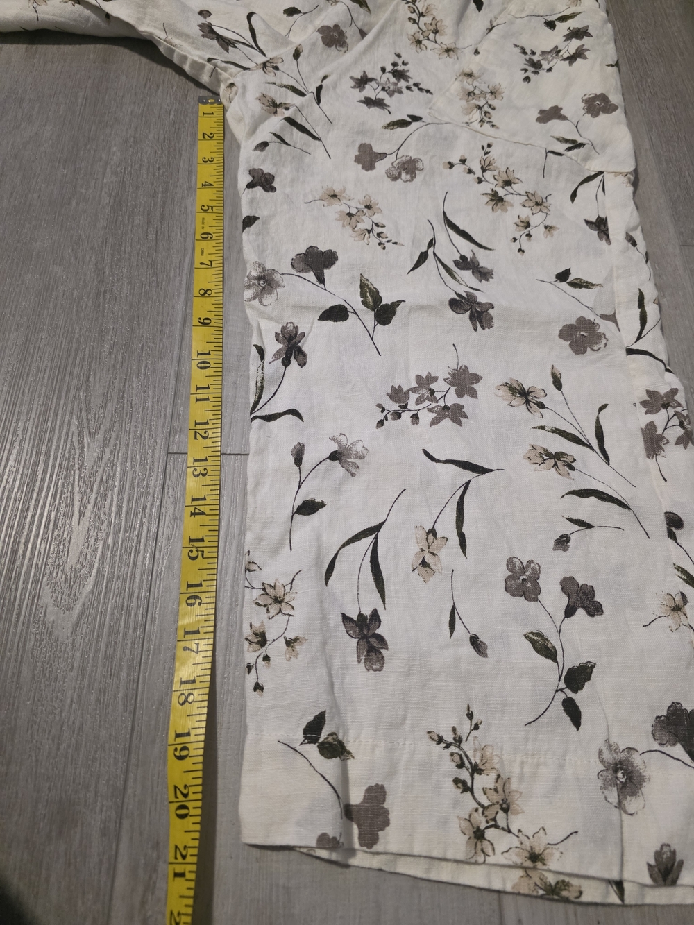 Soft Surroundings Floral Linen Blend Cropped Pants Women’s Medium White Botanica - Picture 9 of 10